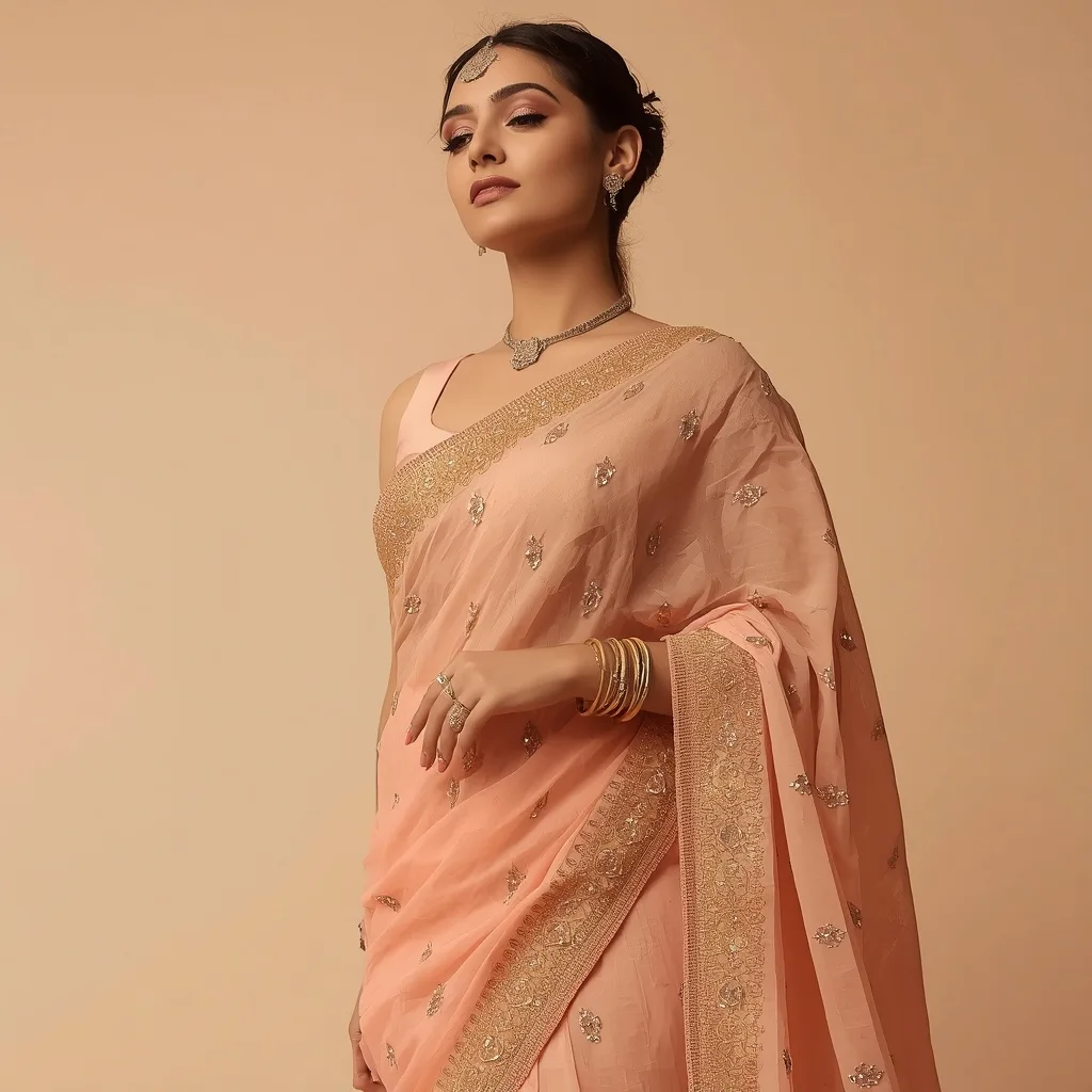 A Festive Indian Woman Radiating Joy in a Designer Saree – Traditional Saree Girl in English Image prompts – AI generated example