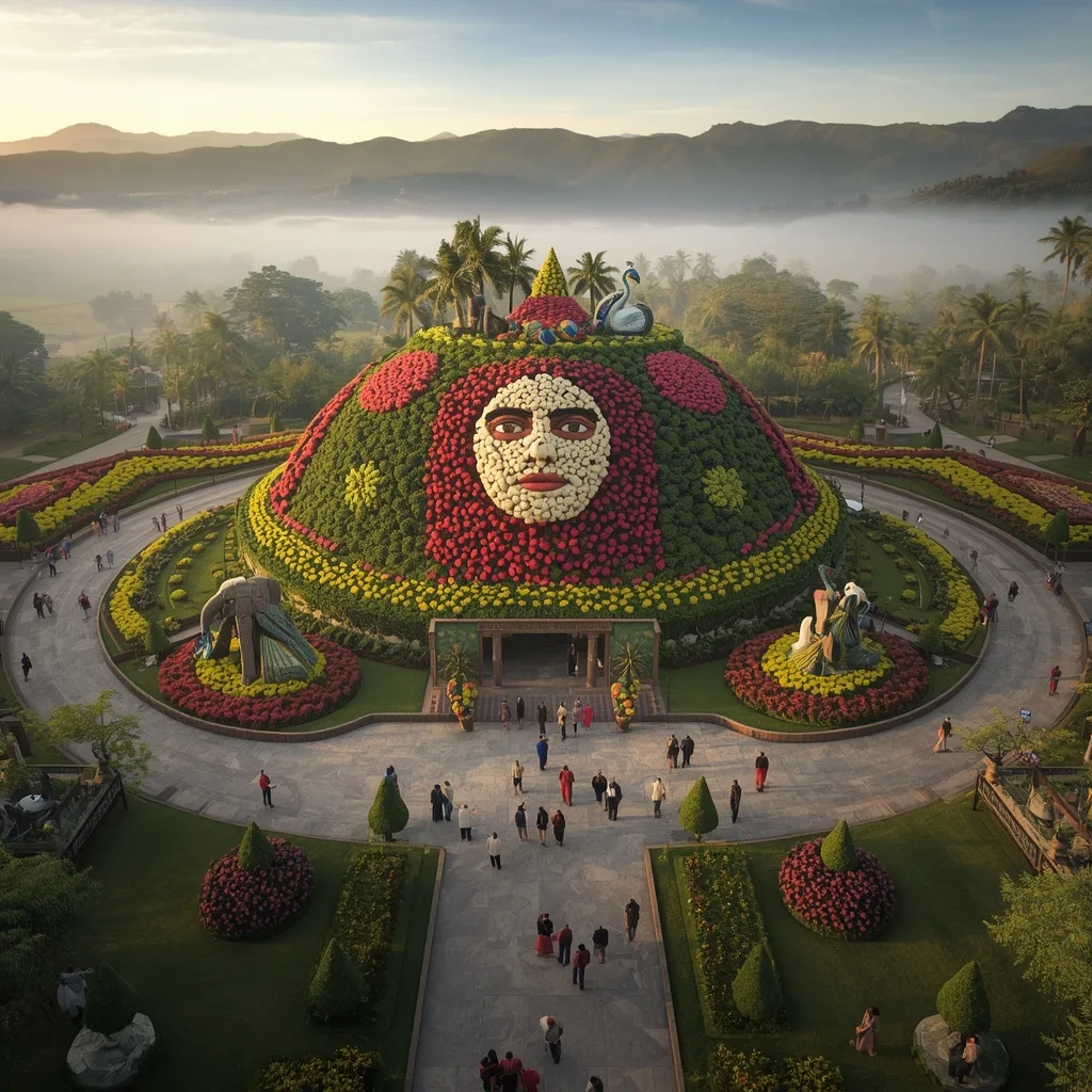 Majestic Ooty Flower Show Hilltop Floral Portrait – Realistic Photo DSLR Quality Cinematic Portraits of Musicians in Concert prompts – AI generated example