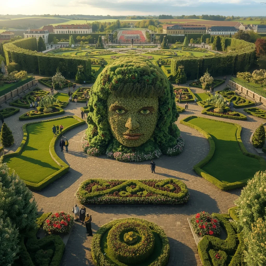 Massive Green Bush Floral Portrait at Garden Festival – Realistic Photo DSLR Quality Cinematic Portraits of Musicians in Concert prompts – AI generated example